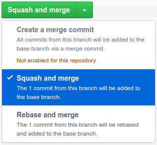 GitHub merge options